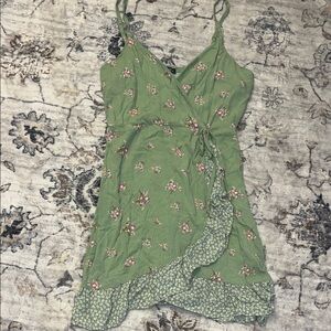Lilly Rose Green Floral Wrap skater dress